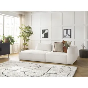 Canapé droit fixe 3 places LEOPOLD tissu texturé blanc accoudoir droit BOBOCHIC pas cher