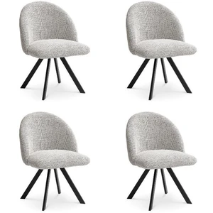 Lot de chaises LALIE tissu chiné et pieds étoile gris clair BOBOCHIC