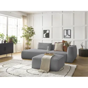 Canapé droit fixe 3 places LEOPOLD tissu chiné avec pouf Bobochic pas cher