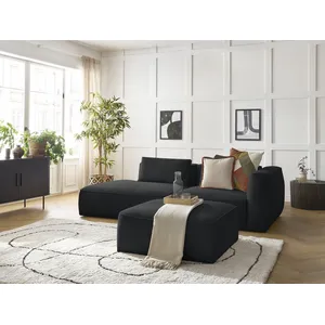 Canapé droit fixe 3 places LEOPOLD tissu chiné avec pouf Bobochic pas cher