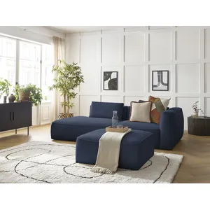 Canapé droit fixe 3 places LEOPOLD tissu chiné avec pouf Bobochic pas cher