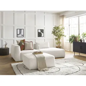 Canapé droit fixe 3 places LEOPOLD tissu chiné avec pouf Bobochic pas cher