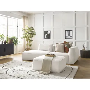 Canapé droit fixe 3 places LEOPOLD tissu chiné avec pouf Bobochic pas cher