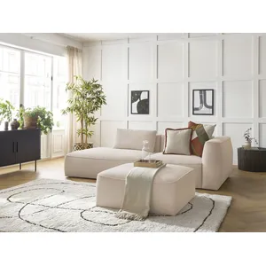 Canapé droit fixe 3 places LEOPOLD tissu chiné avec pouf Bobochic pas cher