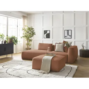 Canapé droit fixe 3 places LEOPOLD tissu chiné avec pouf Bobochic pas cher