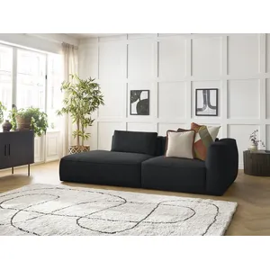 Canapé droit fixe 3 places LEOPOLD tissu chiné noir accoudoir droit BOBOCHIC pas cher