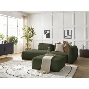 Canapé droit fixe 3 places LEOPOLD tissu chiné avec pouf Bobochic pas cher