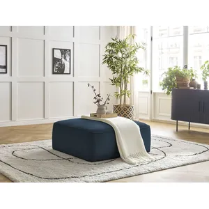 Pouf LEOPOLD velours côtelé Bleu foncé   BOBOCHIC TU pas cher