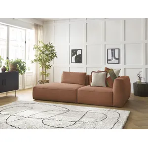 Canapé droit fixe 3 places LEOPOLD tissu chiné orange accoudoir droit BOBOCHIC pas cher