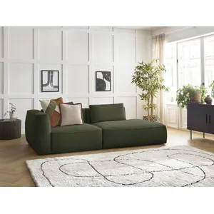 Canapé droit fixe 3 places LEOPOLD tissu chiné vert foncé accoudoir gauche BOBOCHIC pas cher
