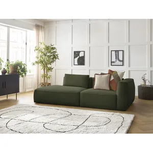 Canapé droit fixe 3 places LEOPOLD tissu chiné vert foncé accoudoir droit BOBOCHIC pas cher