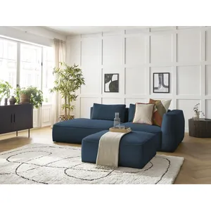 Canapé droit fixe 3 places LEOPOLD velours côtelé avec pouf Bobochic pas cher