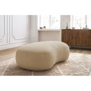 Fauteuil & pouf Bobochic Pouf saint-germain tissu bouclette Beige pas cher