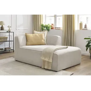 Bobochic méridienne pour canapé modulable megeve tissu chiné beige angle droit pas cher