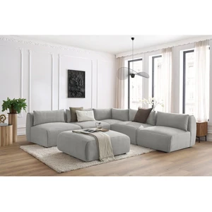 BOBOCHIC Canapé d'angle fixe modulable JEANNE tissu velours avec 4 chauffeuses,... pas cher