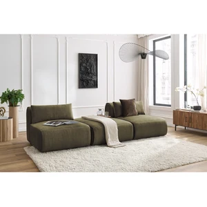 Canapé droit fixe 3 places JEANNE tissu velours vert   BOBOCHIC 3 places pas cher