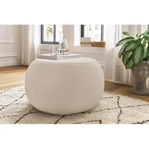 Accueil Séjour Fauteuil & pouf Bobochic Pouf alesia tissu bouclette Beige pas cher