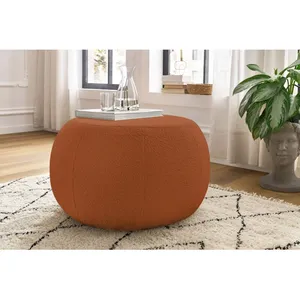 Fauteuil & pouf Bobochic Pouf alesia tissu bouclette Orange pas cher