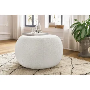 Accueil Séjour Fauteuil & pouf Bobochic Pouf alesia tissu bouclette BlancVendu parbobochic-paris