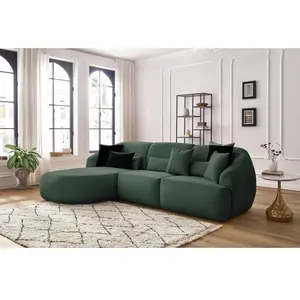 Canapé d'angle fixe ALESIA tissu chiné Vert Angle gauche BOBOCHIC TU pas cher
