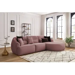 Canapé d'angle fixe ALESIA tissu chiné Rose Angle droit BOBOCHIC TU pas cher