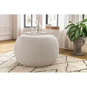 Fauteuil & pouf Bobochic Pouf alesia tissu chiné Beige pas cher