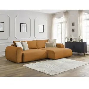Canapé d'angle convertible coffre LUCIEN tissu lisse Bobochic pas cher