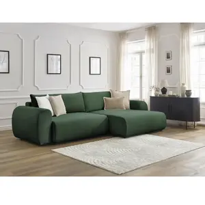 Canapé d'angle convertible coffre LUCIEN tissu lisse Bobochic pas cher