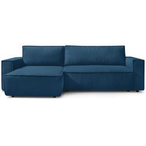 Canapé d'angle convertible 4 places BOBOCHIC NIHAD coloris bleu pas cher