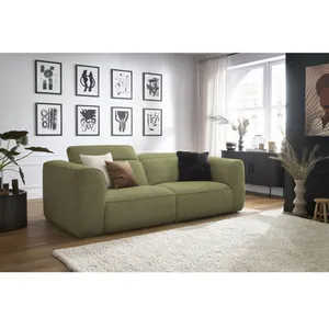 Bobochic canapé droit fixe 3 places william avec têtières vert WILLIAM pas cher