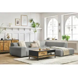 Canapé d'angle fixe compact LAVENA tissu velours Bobochic pas cher