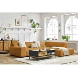 Canapé d'angle fixe compact LAVENA tissu velours Bobochic pas cher