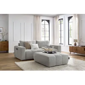 Canapé droit convertible coffre ARSENE avec pouf Bobochic pas cher