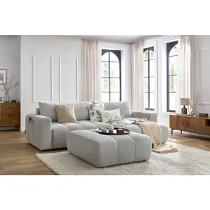 Canapé d'angle réversible convertible coffre ARSENE avec pouf Bobochic pas cher
