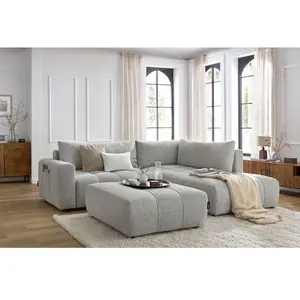 Canapé d'angle L convertible coffre ARSENE avec pouf Bobochic pas cher