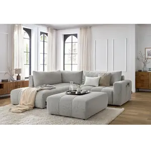 Canapé d'angle L convertible coffre ARSENE avec pouf Bobochic pas cher