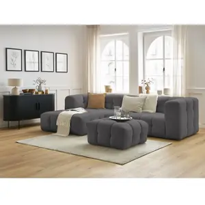 Canapé d'angle fixe CLOUD avec pouf Gris foncé Angle gauche BOBOCHIC TU pas cher