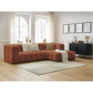 Canapé d'angle fixe CLOUD orange  angle droit BOBOCHIC 3 places pas cher