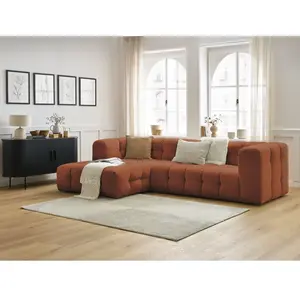 Canapé d'angle fixe CLOUD orange  angle gauche BOBOCHIC 3 places pas cher