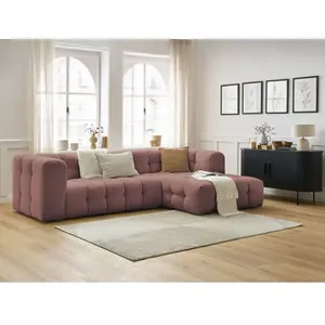 Canapé d'angle fixe CLOUD rose  angle droit BOBOCHIC 3 places pas cher