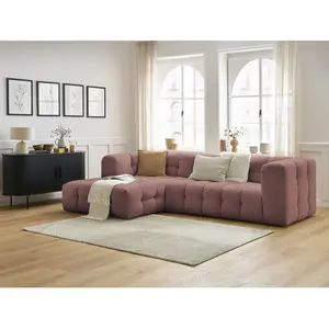 Canapé d'angle fixe CLOUD rose  angle gauche BOBOCHIC 3 places pas cher