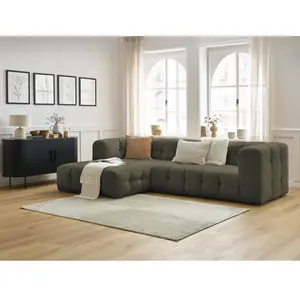 Canapé d'angle fixe CLOUD vert  angle gauche BOBOCHIC 3 places pas cher