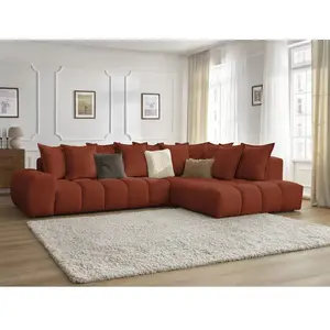 Canapé d'angle fixe EVEREST tissu texturé Bobochic pas cher