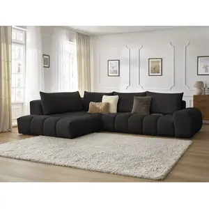 Canapé d'angle fixe EVEREST tissu texturé Bobochic pas cher