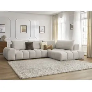 Canapé d'angle fixe EVEREST tissu texturé Bobochic pas cher