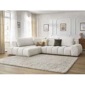 Canapé d'angle fixe EVEREST tissu texturé Bobochic pas cher