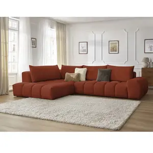 Canapé d'angle fixe EVEREST tissu texturé Bobochic pas cher