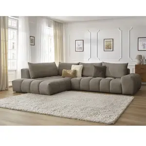 Canapé d'angle fixe EVEREST tissu texturé Bobochic pas cher