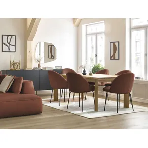Lot de chaises LALIE tissu velours côtelé et pieds métal noir Bobochic pas cher