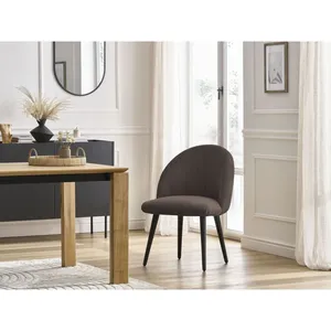 Chaise LALIE tissu velours côtelé et pieds scandinaves noirs Bobochic pas cher